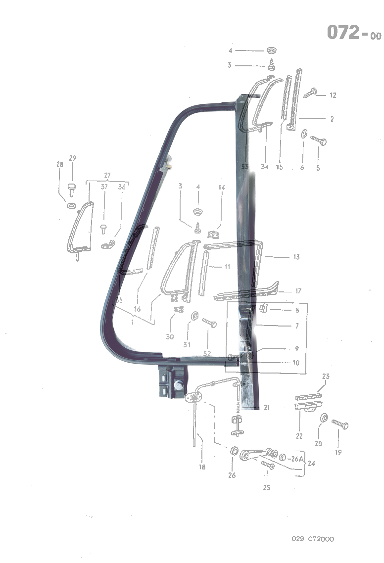 072-00 Vent Wing, Window Regulator, Seal