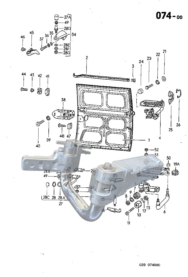 074-00 Sliding Door, Hinge, Lock, Roller