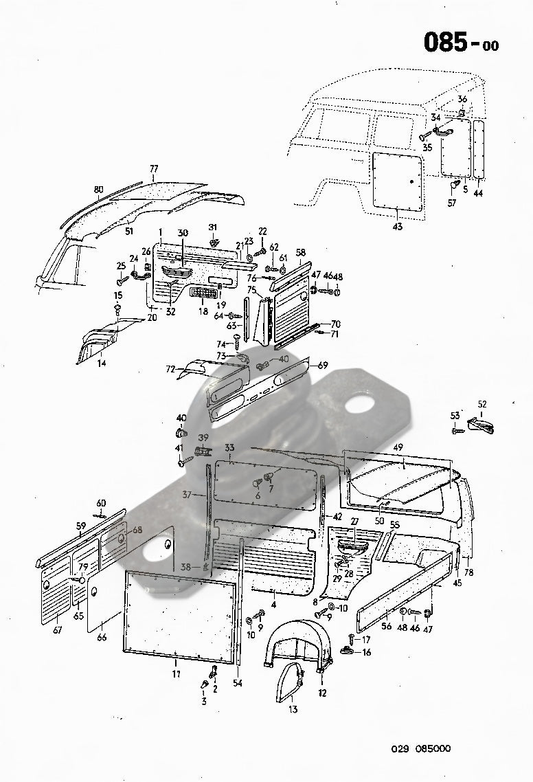 085-00 Interior Trim, Door Panels, Spare Cover