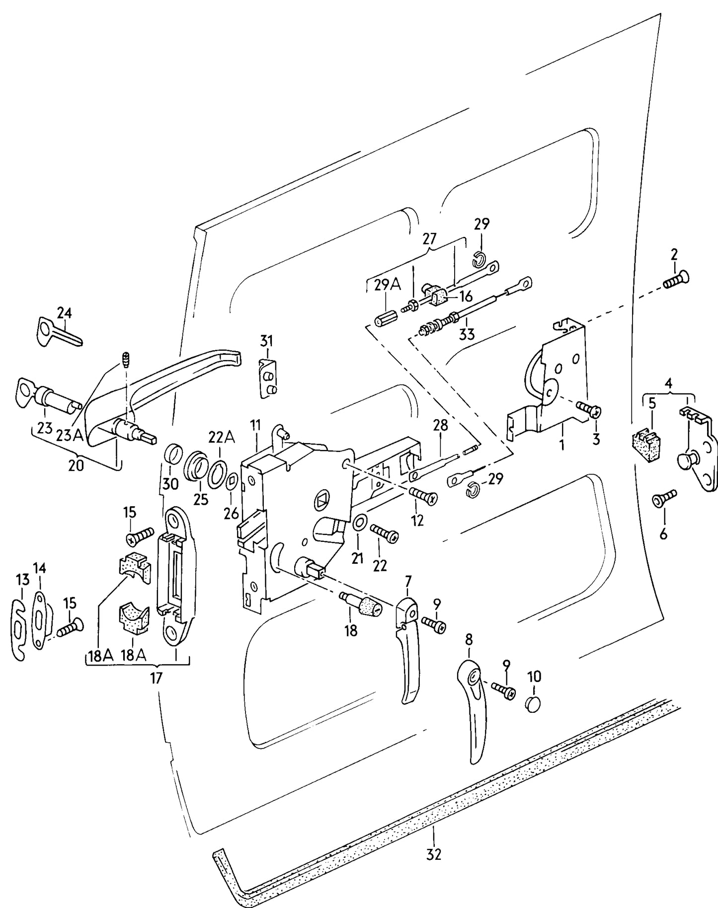 Vanagon - Sliding Door, Lock Controls ‘80-‘84