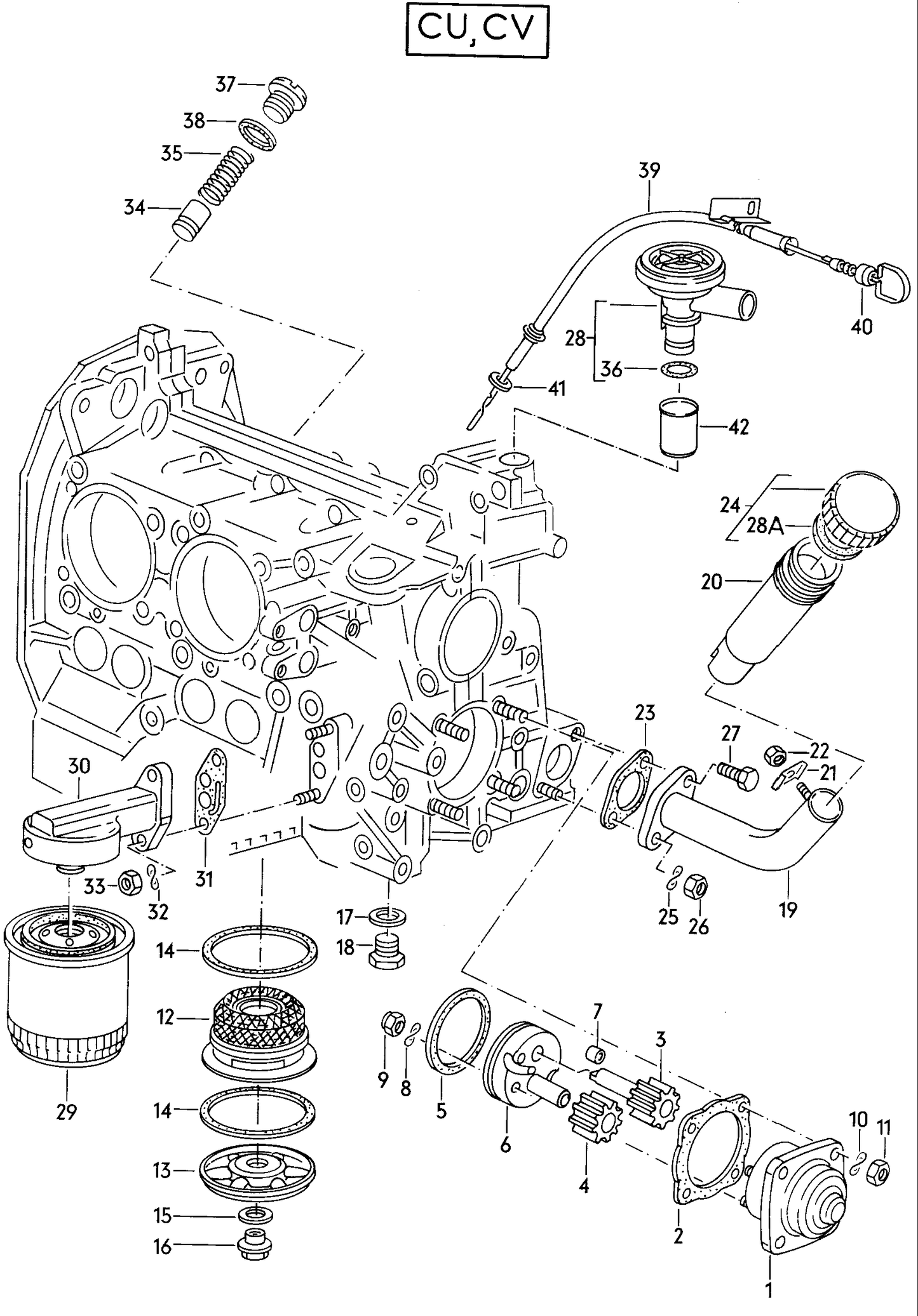 Oil pump, Filter, Dips - Aircooled