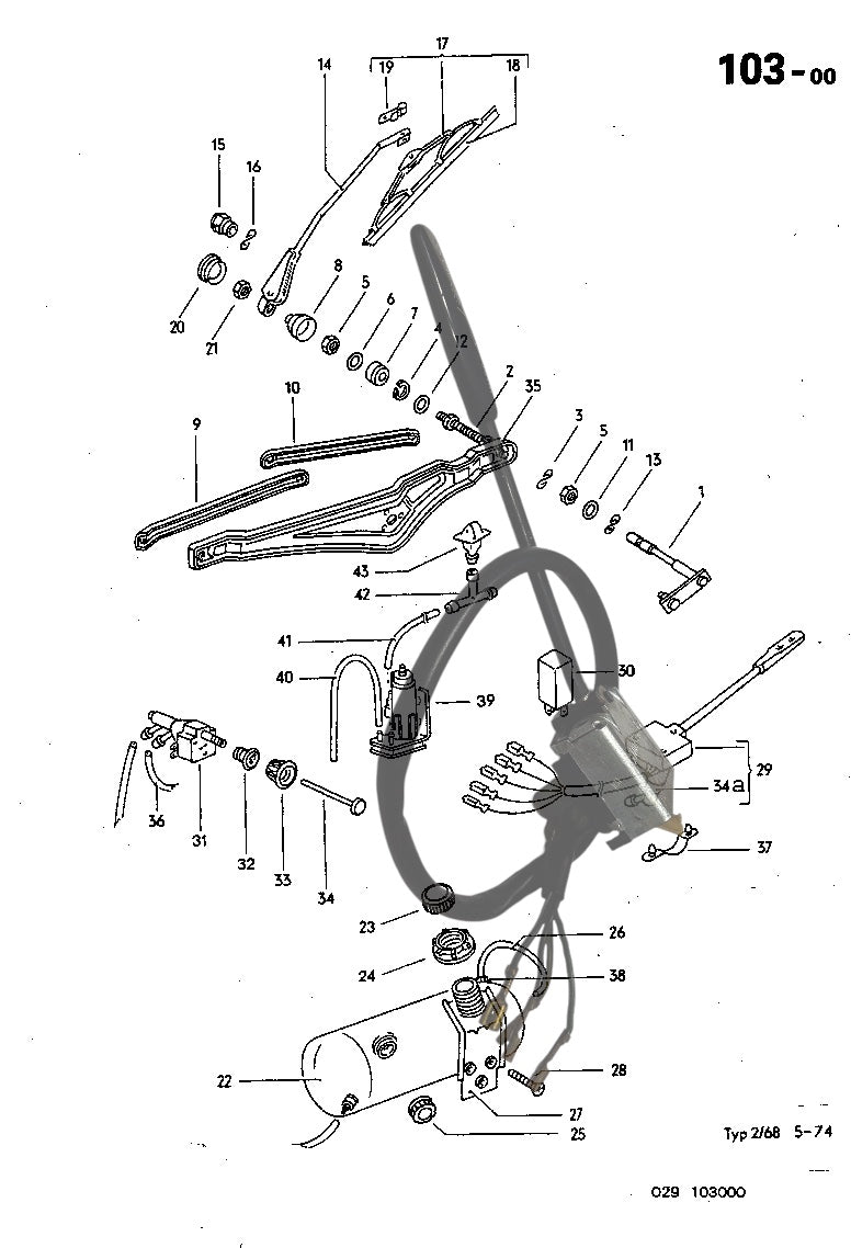 103-00 Windshield Wiper, Rack, Washer Bottle