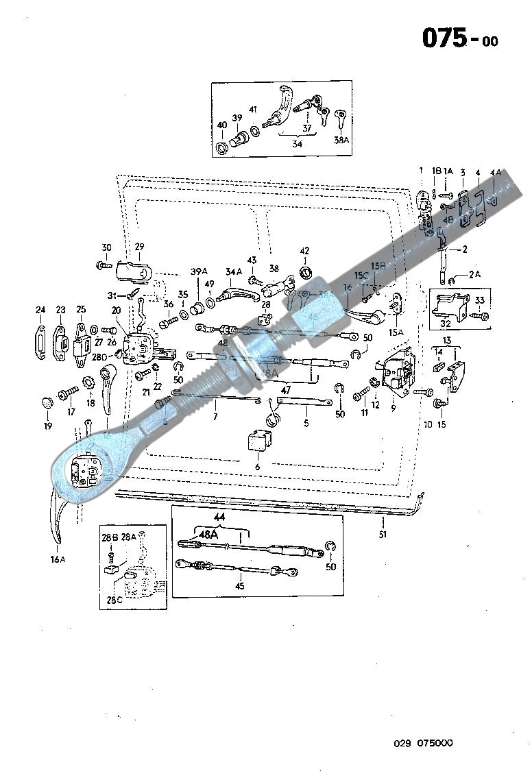 075-00 Sliding Door Handle, Remote Control, Lock