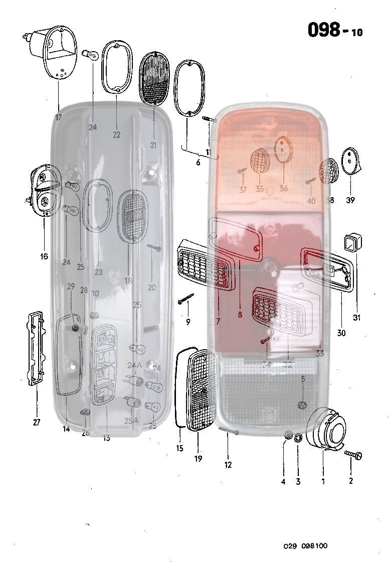 098-10 Taillights, Side Marker, Housing, Lens