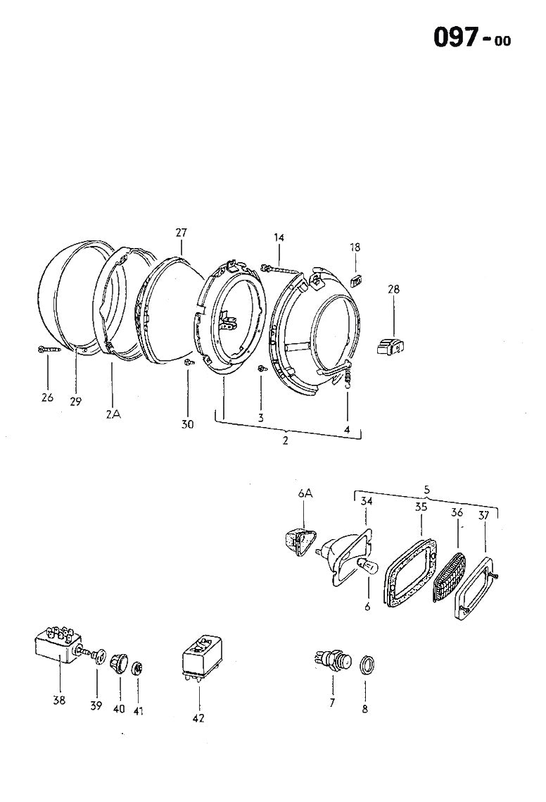 097-00 Head Light, Switch (All), Backup light, '68-'73