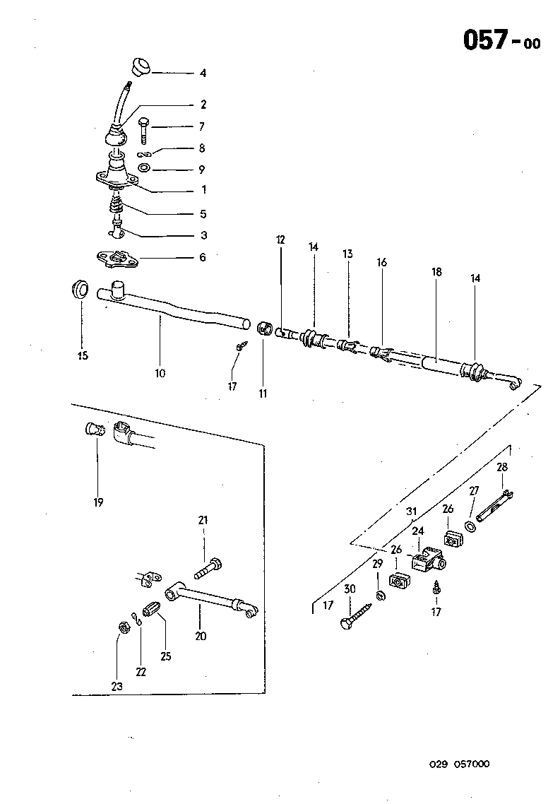 057-00 Shift Lever, Shift Rod, Bushing, Manual Trans