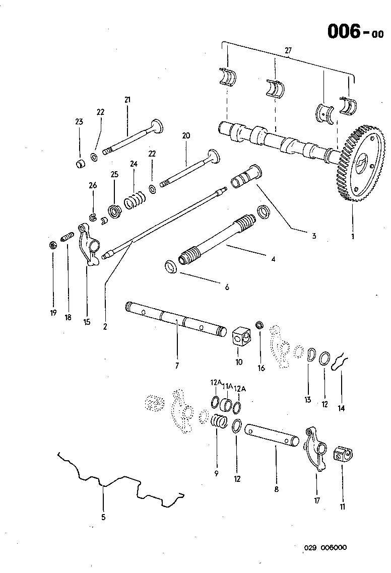 006-00 Pushrod Tubes, Rocker Arms, Camshaft, Valves