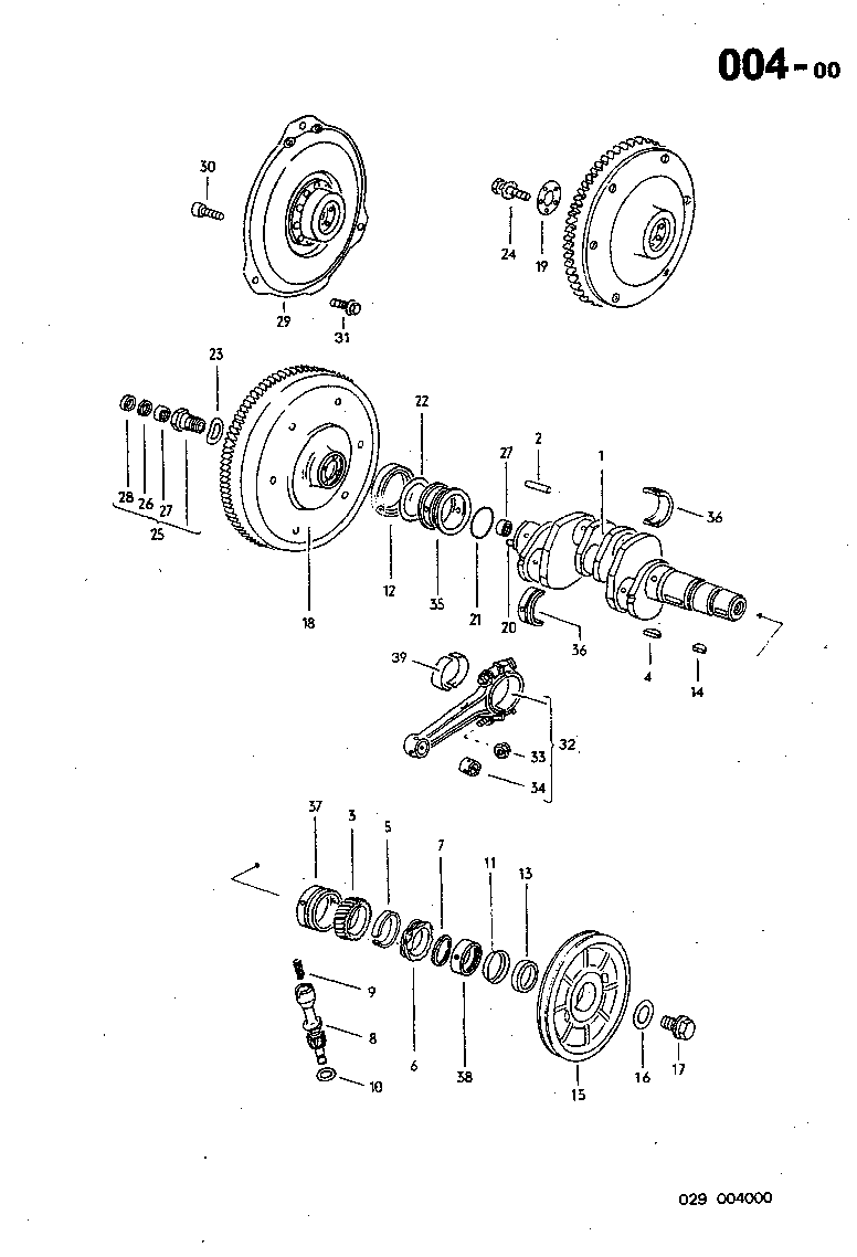 004-00 Crankshaft, Pulley, Rod, Flywheel