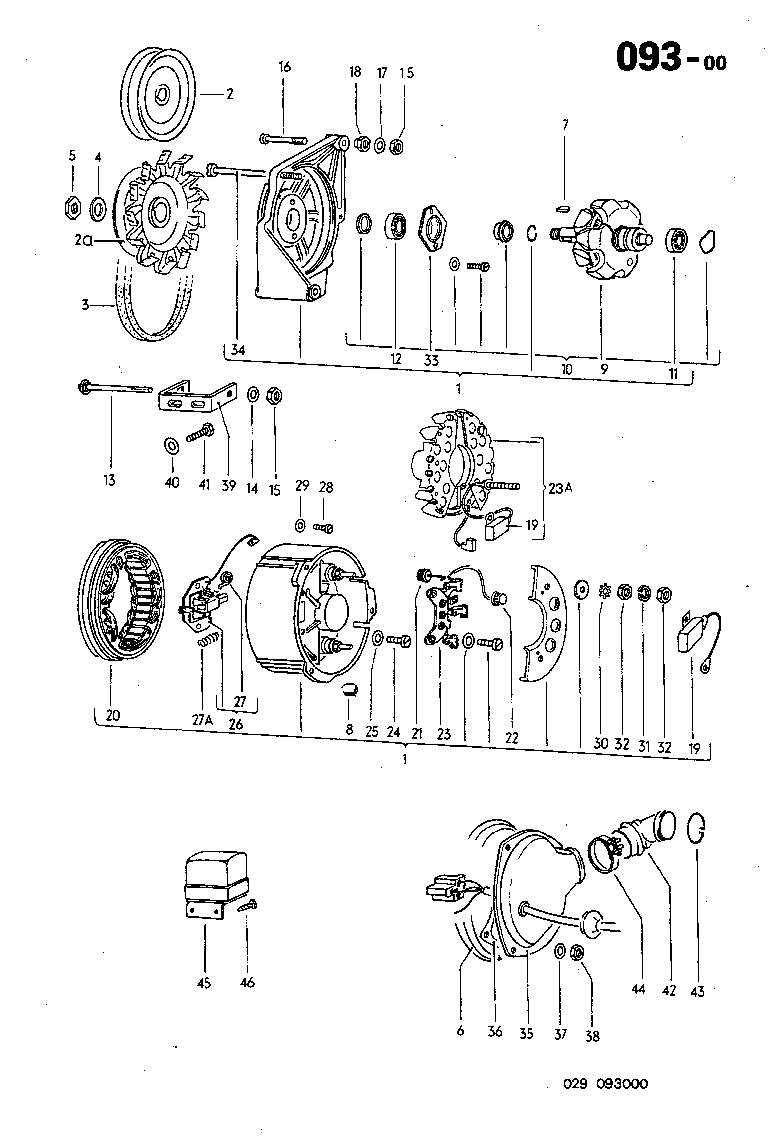 093-00 Alternator Components, Pulley, Belt