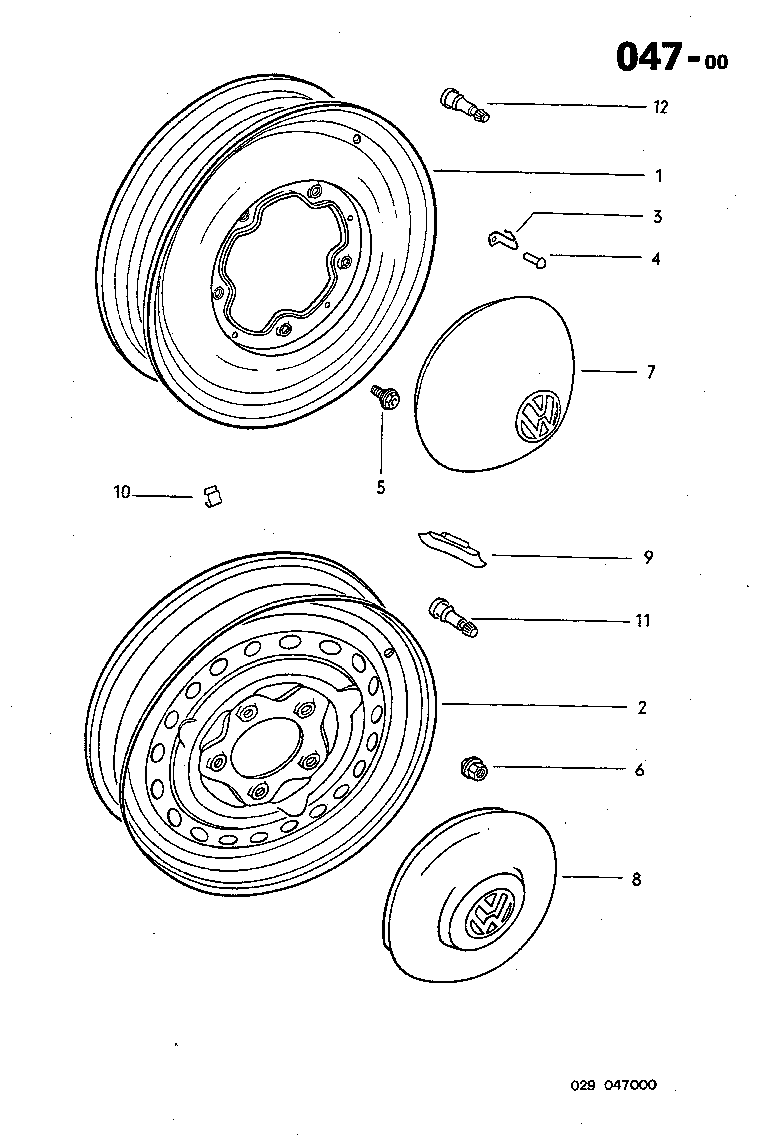 047-00 Wheel, Hub Cap, Lug Nut