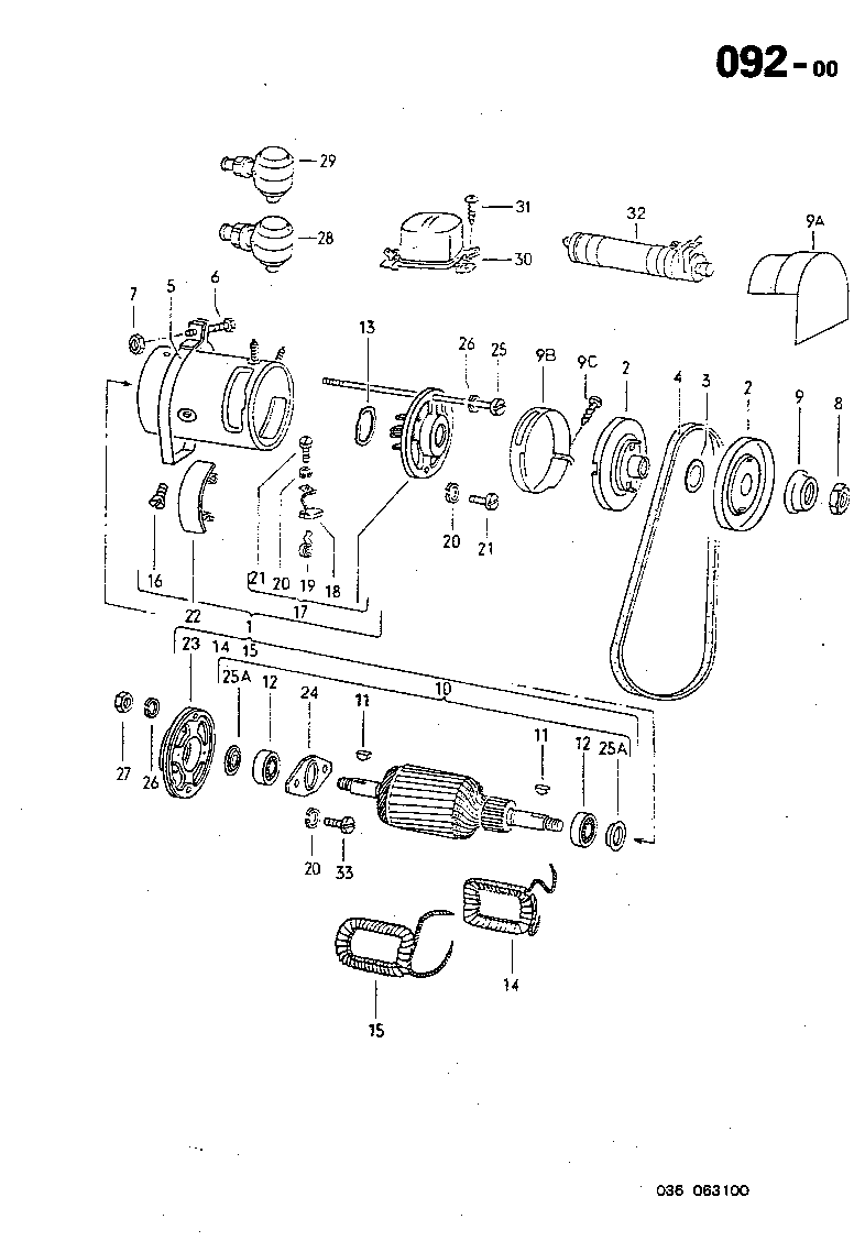 092-00 Generator Components, Belt, Pulley, Voltage Regulator