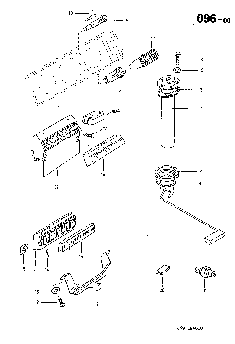 096-00 Fuse Block, Fuel Level Sending Unit, Brake Warning Light