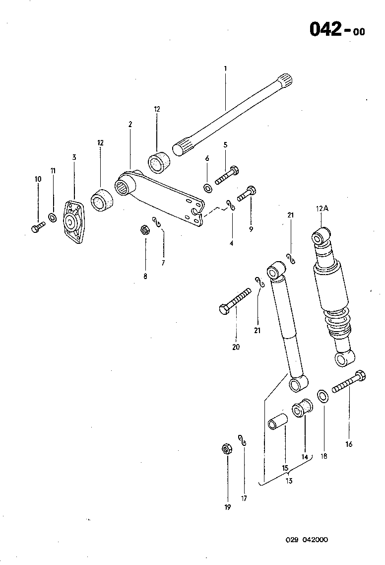 042-00 Rear Torsion Bar, Spring Plate, Shock