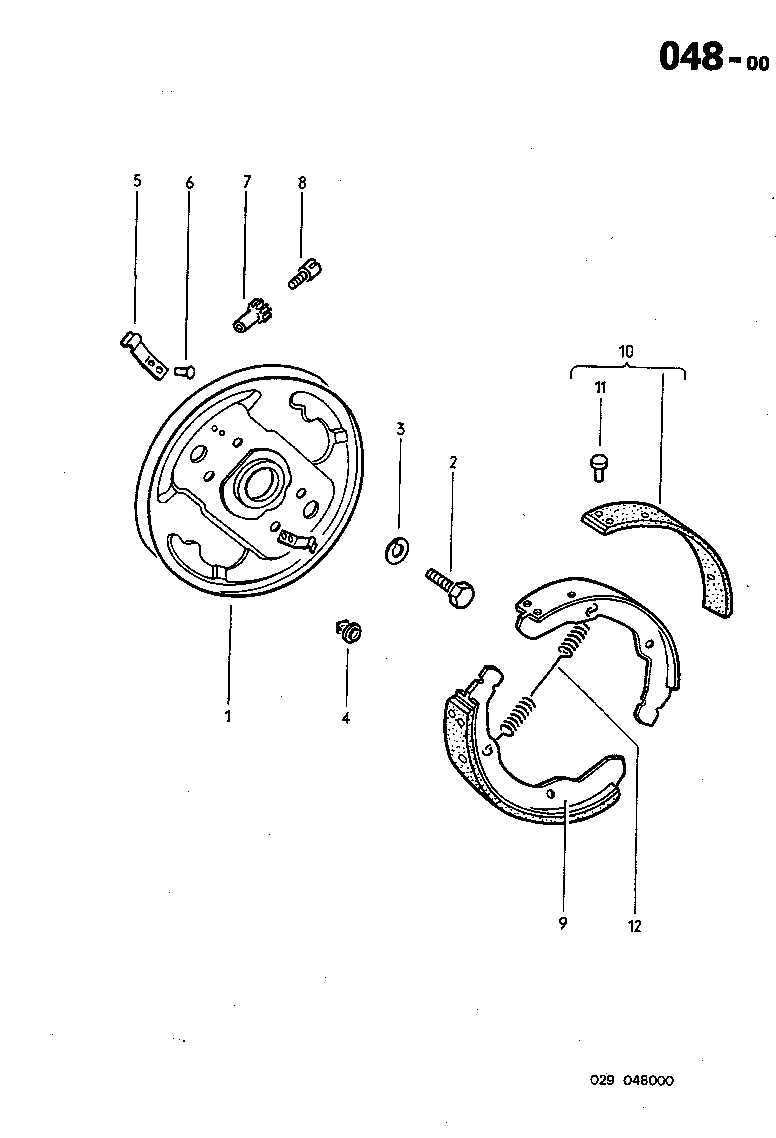 048-00 Brake Shoe, Backing Plate Front '68-'70