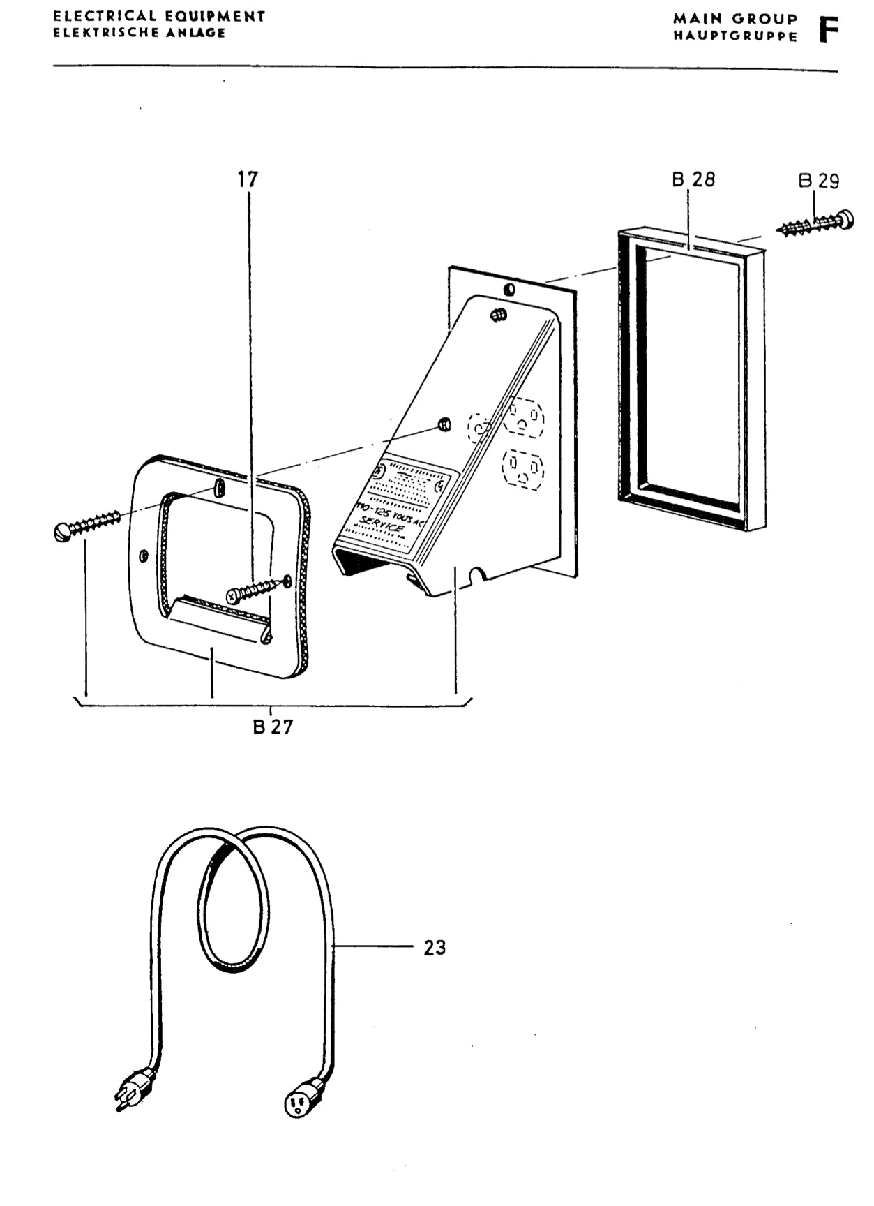 F - Westfalia Electrical Hookup Shore Power ‘68-‘71