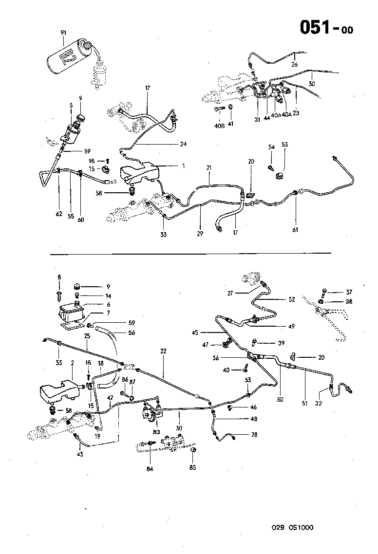 051-00 Brake Line, Reservoir, Pressure Regulator