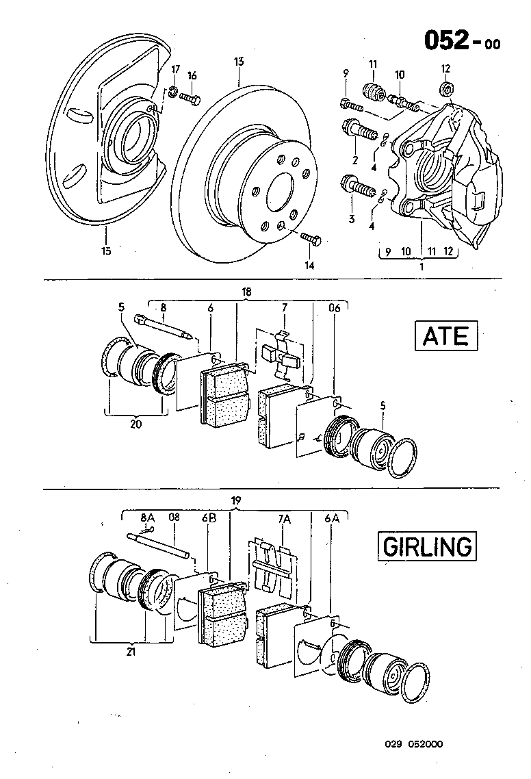 052-00 Disc Brakes, Front Rotors, Calipers, Pads