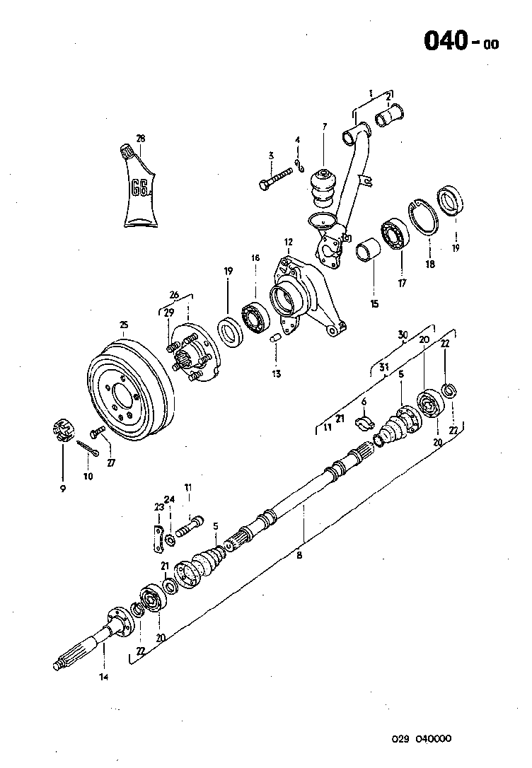 040-00 Driveshaft, Hub Carrier, Wheel Bearing