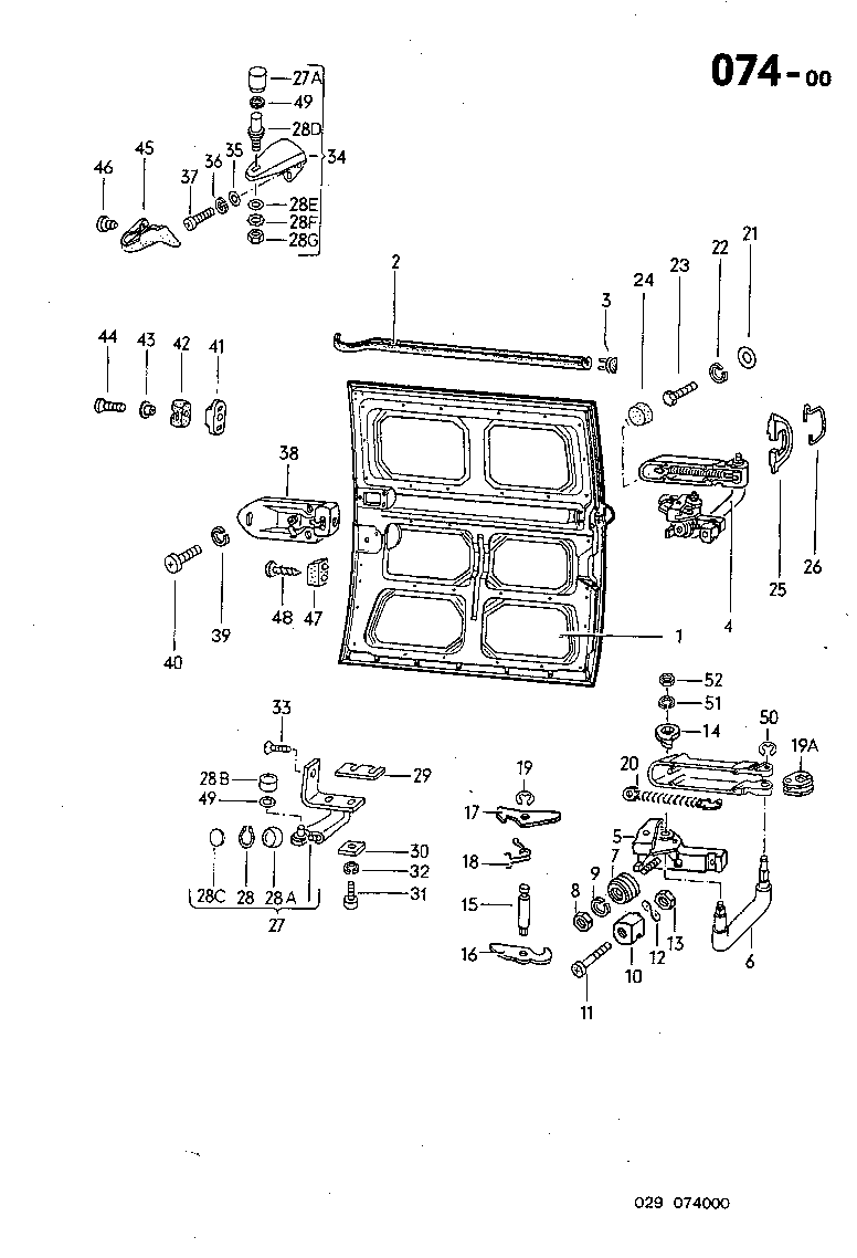 074-00 Sliding Door, Hinge, Lock, Roller