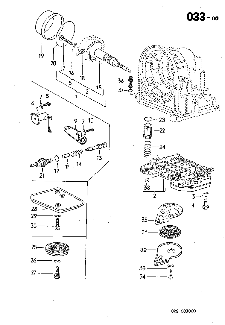 033-00 Valve Body, Strainer, Automatic Transmission '73-'79
