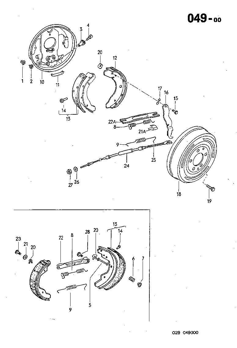 049-00 Rear Brake Shoes, Drum, Pads, E-Brake